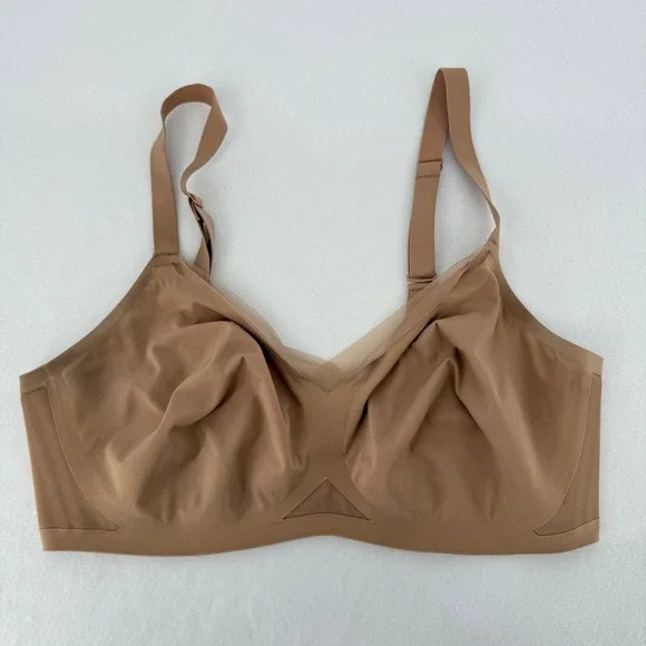 Honeylove Silhouette Bra Womens 36D/DD(E) Tan Nude Wire-Free Mesh Trim LWBR0304 - Picture 2 of 6